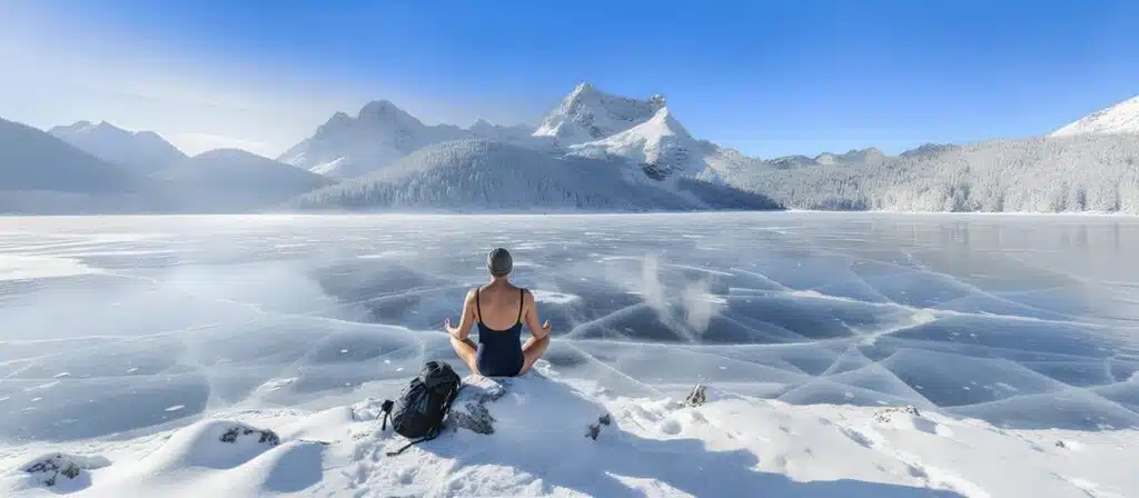 QUAND LE FROID EST TON ALLIÉ - Maison Akasha Yoga Méditation dans la neige face aux sommets, thérapie par le froid contre la douleur